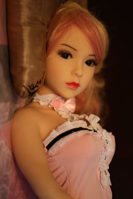 Mua Mỹ-Stock TPE Thực tế Sex Doll MINI 100cm Da lúa mì màu hồng tóc xoăn màu hồng đẹp sản xuất trực tuyến
