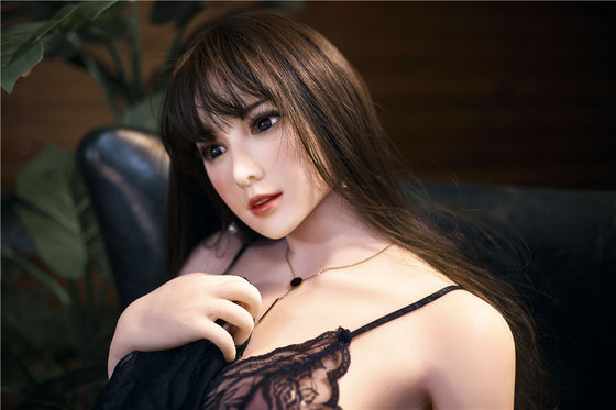 163cm Sexy Asian Doll Long Black Hair Nature Skin With Black Lace Dresses Trung bình Ngực